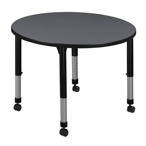 Regency Round Mobile Tables, 36 W, 36 L, 23-34 H, Wood, Metal, Grey TB36RNDGYAPCBK - main